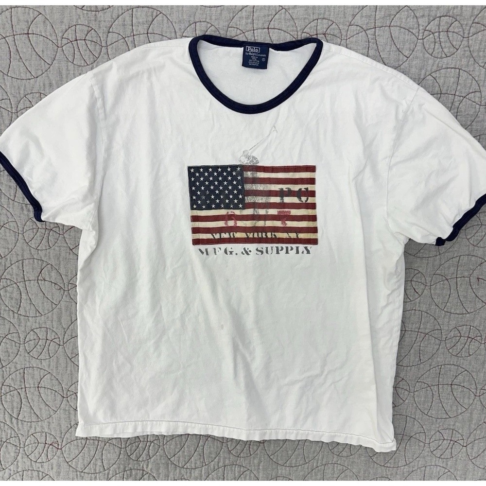 Polo Ralph Lauren Stadium 1992 P Wing USA Flag 93 cp T Shirt Tee Indian XL